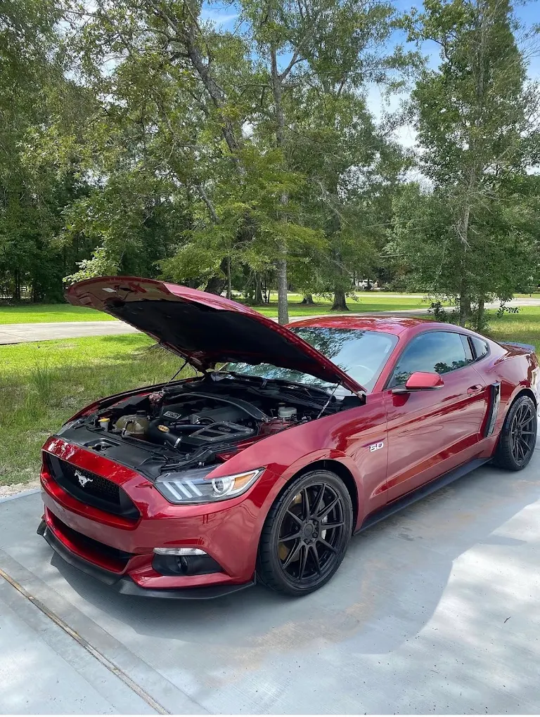 Ford Mustang GT with a freshly cleaned engine bay